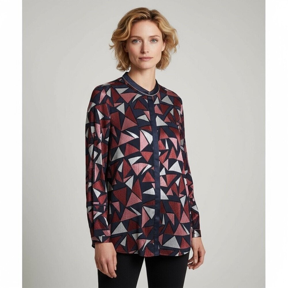 Lafayette 148 New York Desra Burnout Geometric Tunic Top Size XXL